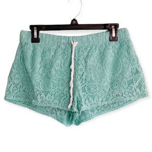 Aerie Teal Crochet Shorts Size Small